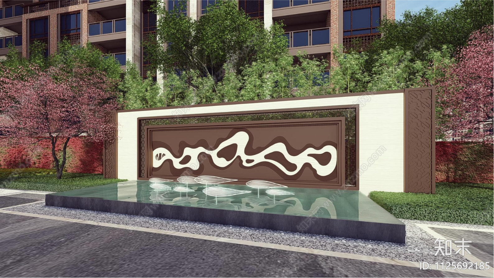现代山水对景景墙详图施工图下载【ID:1125692185】