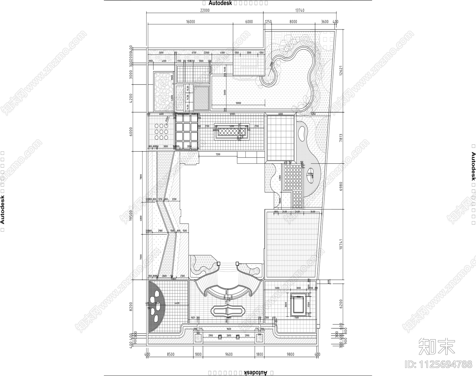 新中式庭院CAD施工图下载【ID:1125694788】