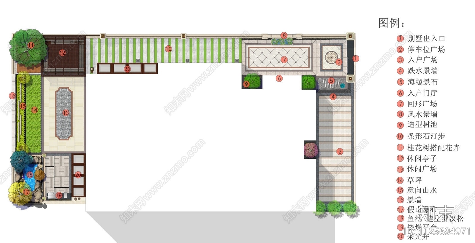 新中式庭院景观cad施工图下载【ID:1125694971】