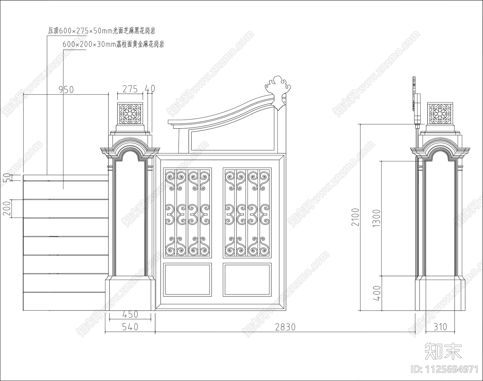 新中式庭院景观cad施工图下载【ID:1125694971】