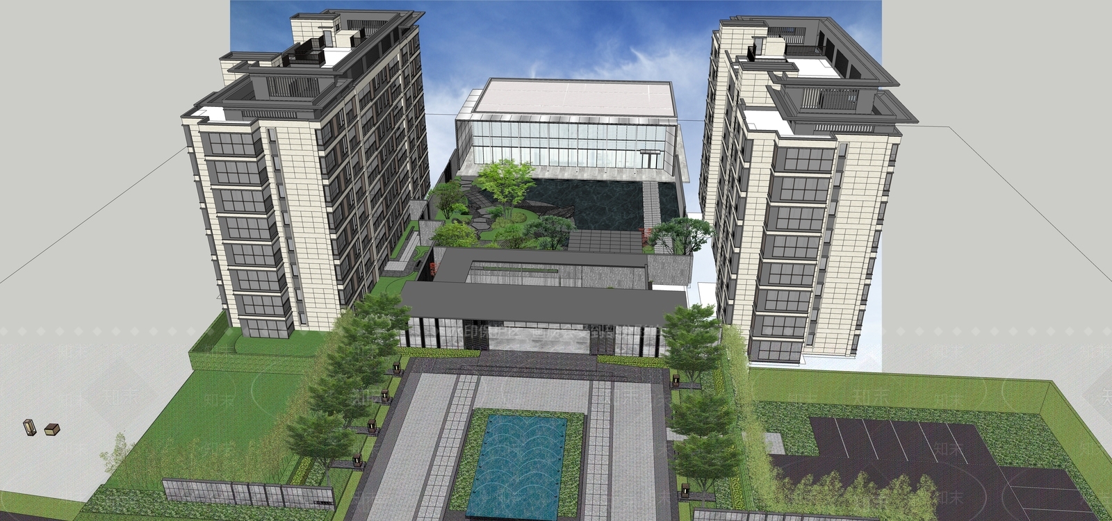 现代售楼处建筑SU模型下载【ID:1125699651】_知末su模型网