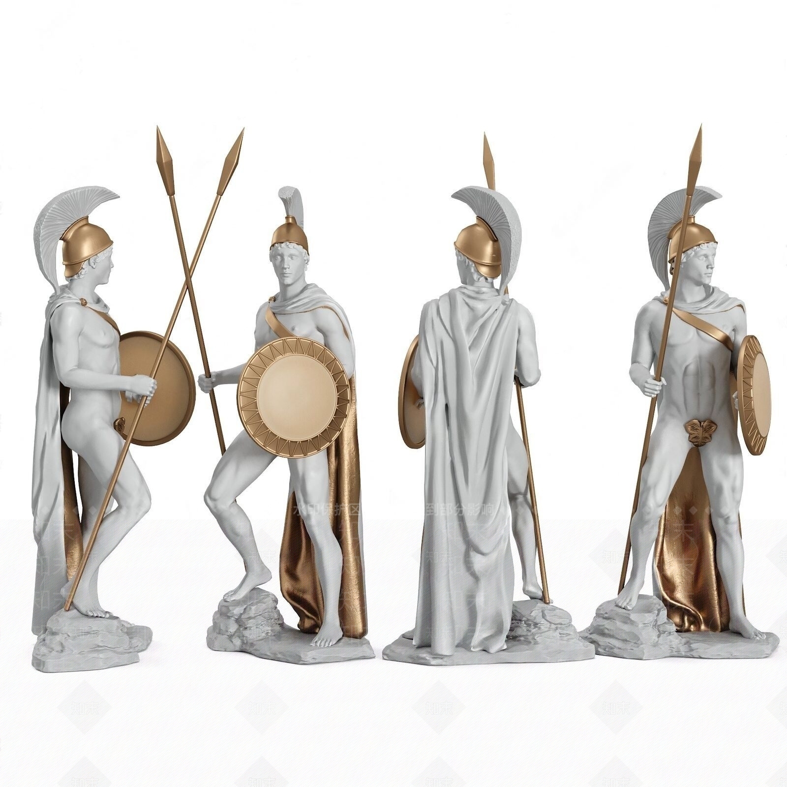 欧式希腊战神阿瑞斯人物雕塑摆件组合SU模型下载【ID:1125703962】