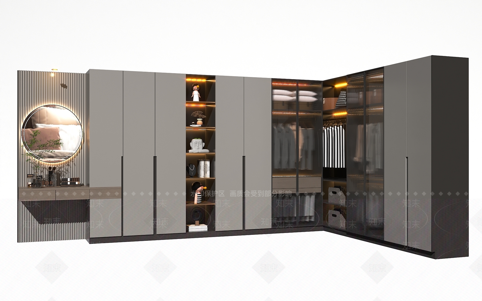 现代转角衣柜3D模型下载【ID:1125707279】