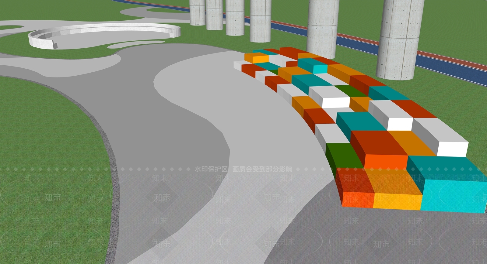 现代公园景观SU模型下载【ID:1125721323】
