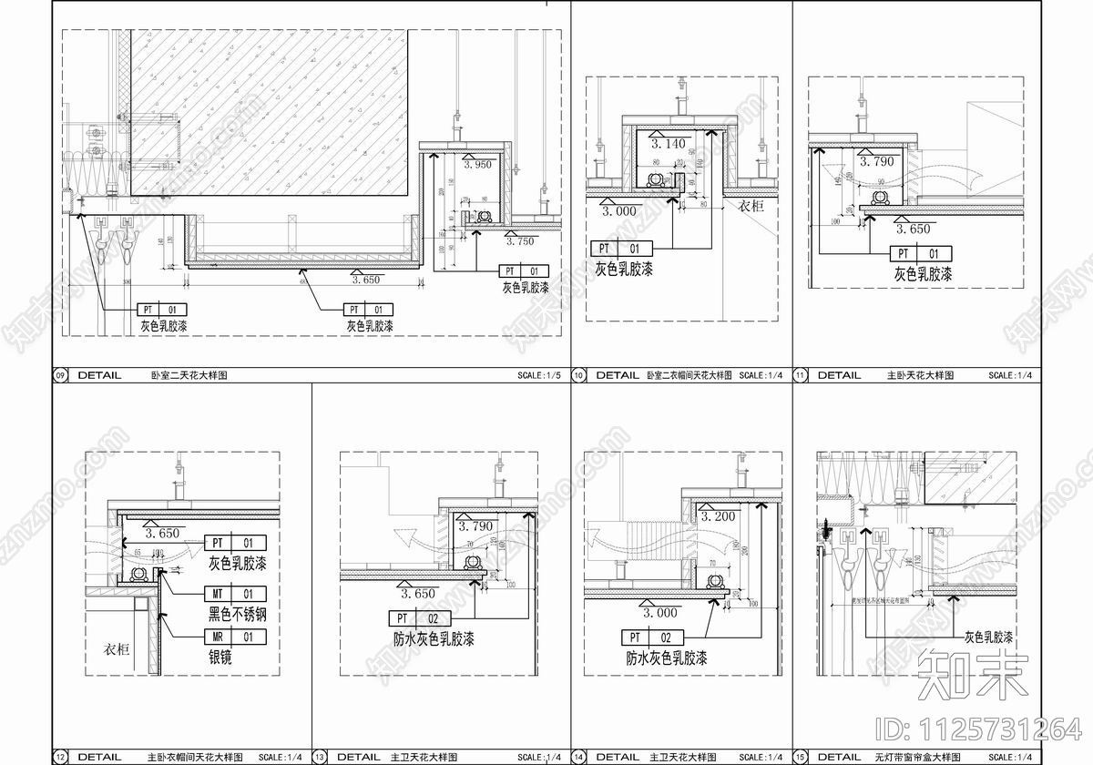 250㎡大平层家装cad施工图下载【ID:1125731264】