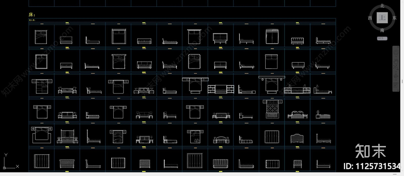 现代风格床施工图下载【ID:1125731534】