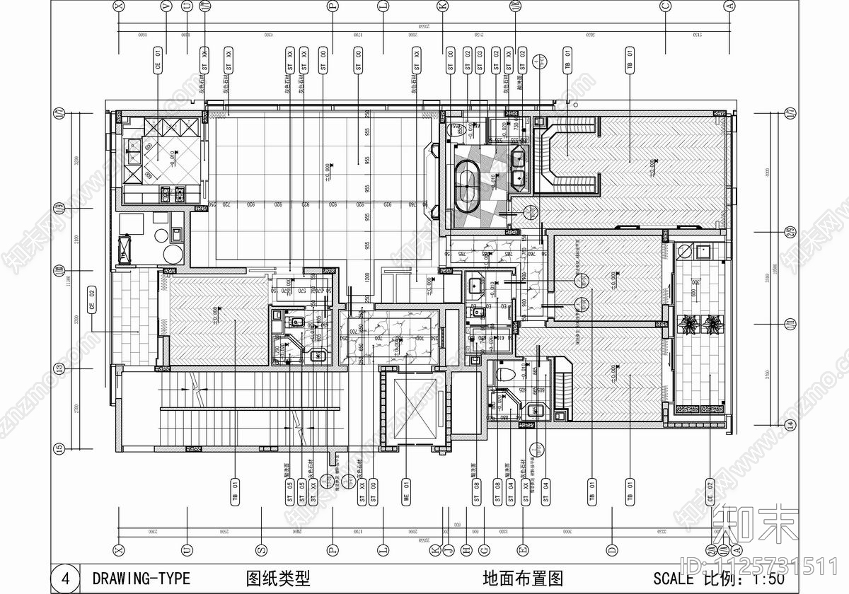 240㎡大平层家装cad施工图下载【ID:1125731511】