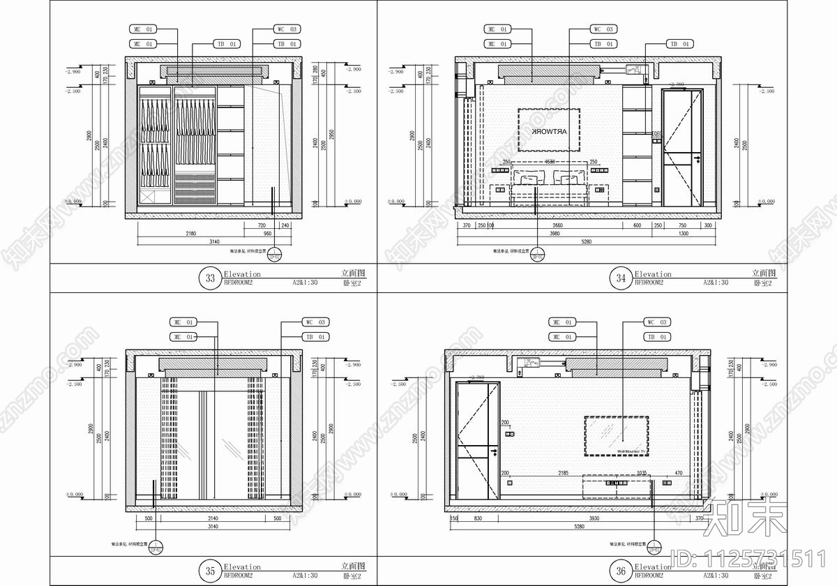 240㎡大平层家装cad施工图下载【ID:1125731511】