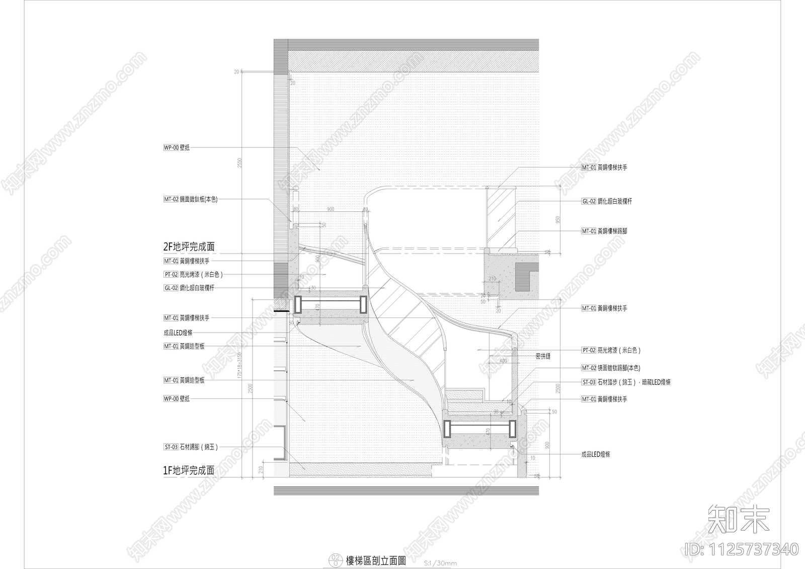 后现代轻奢别墅cad施工图下载【ID:1125737340】