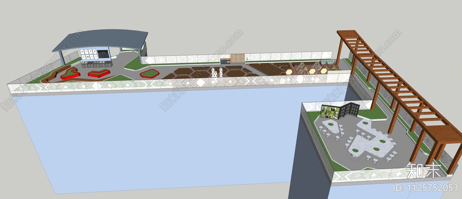 现代屋顶花园SU模型下载【ID:1125752053】