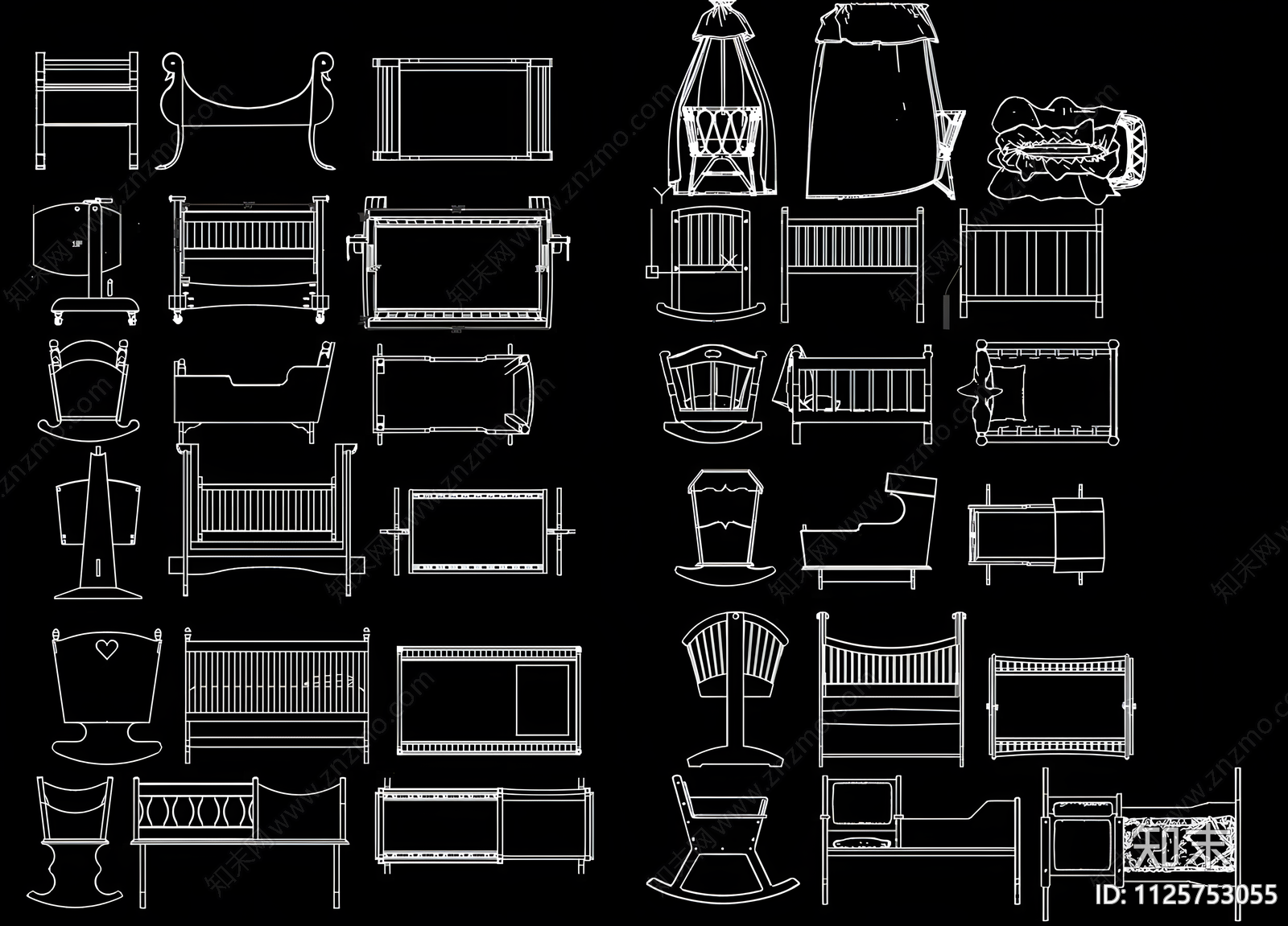 现代婴儿床CADcad施工图下载【ID:1125753055】