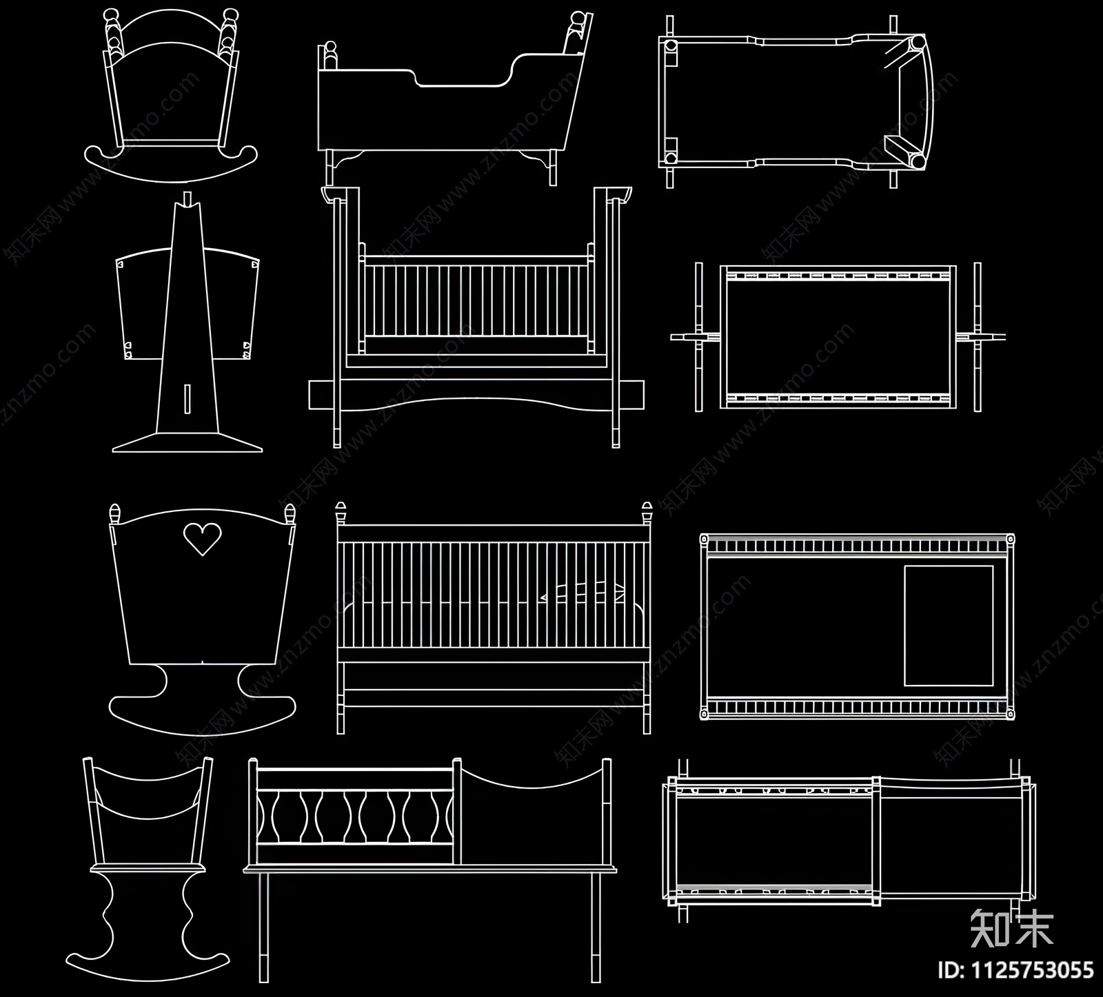 现代婴儿床CADcad施工图下载【ID:1125753055】
