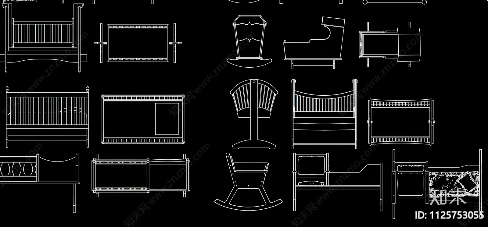现代婴儿床CADcad施工图下载【ID:1125753055】