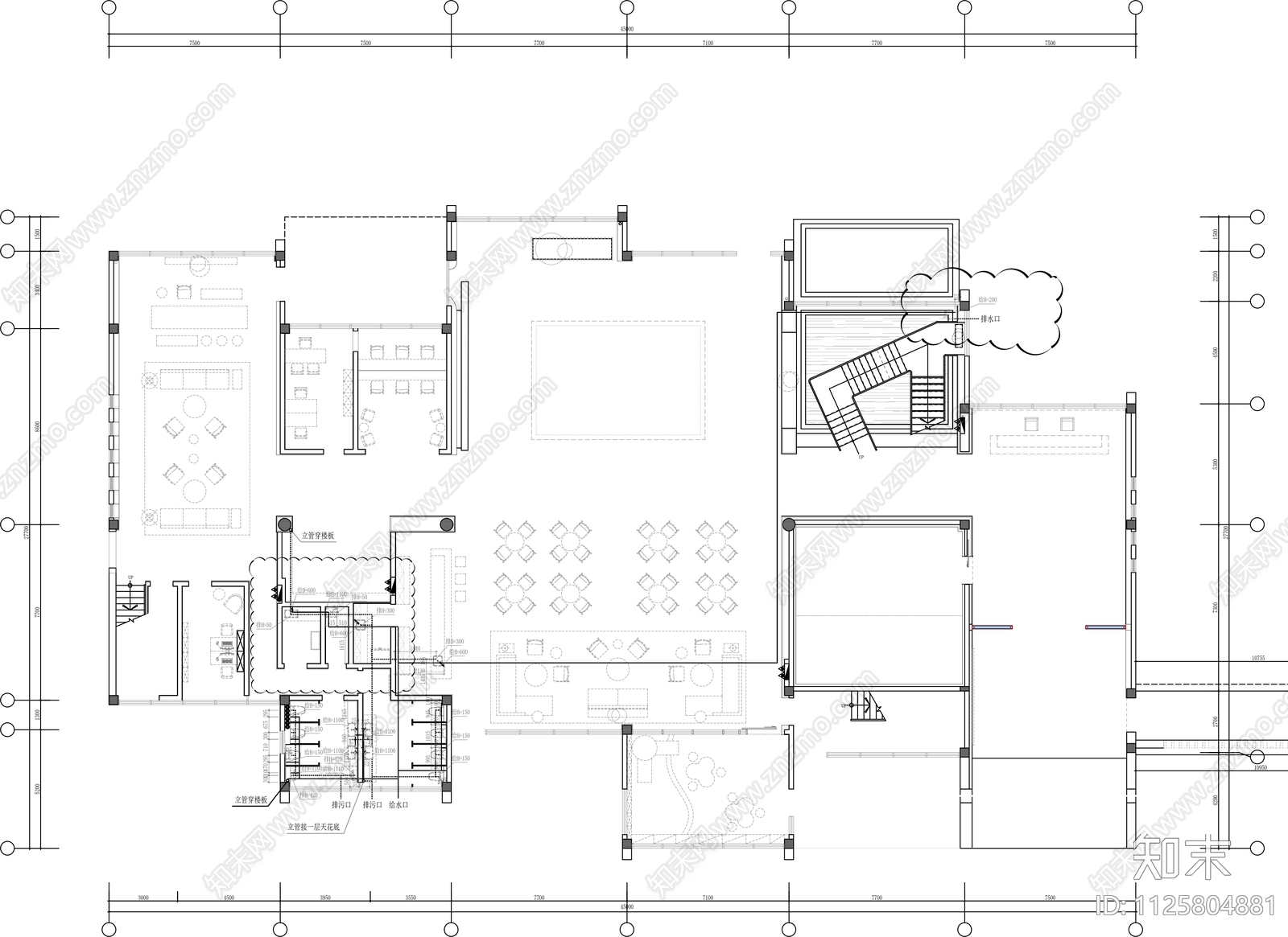 现代简约售楼中心cad施工图下载【ID:1125804881】