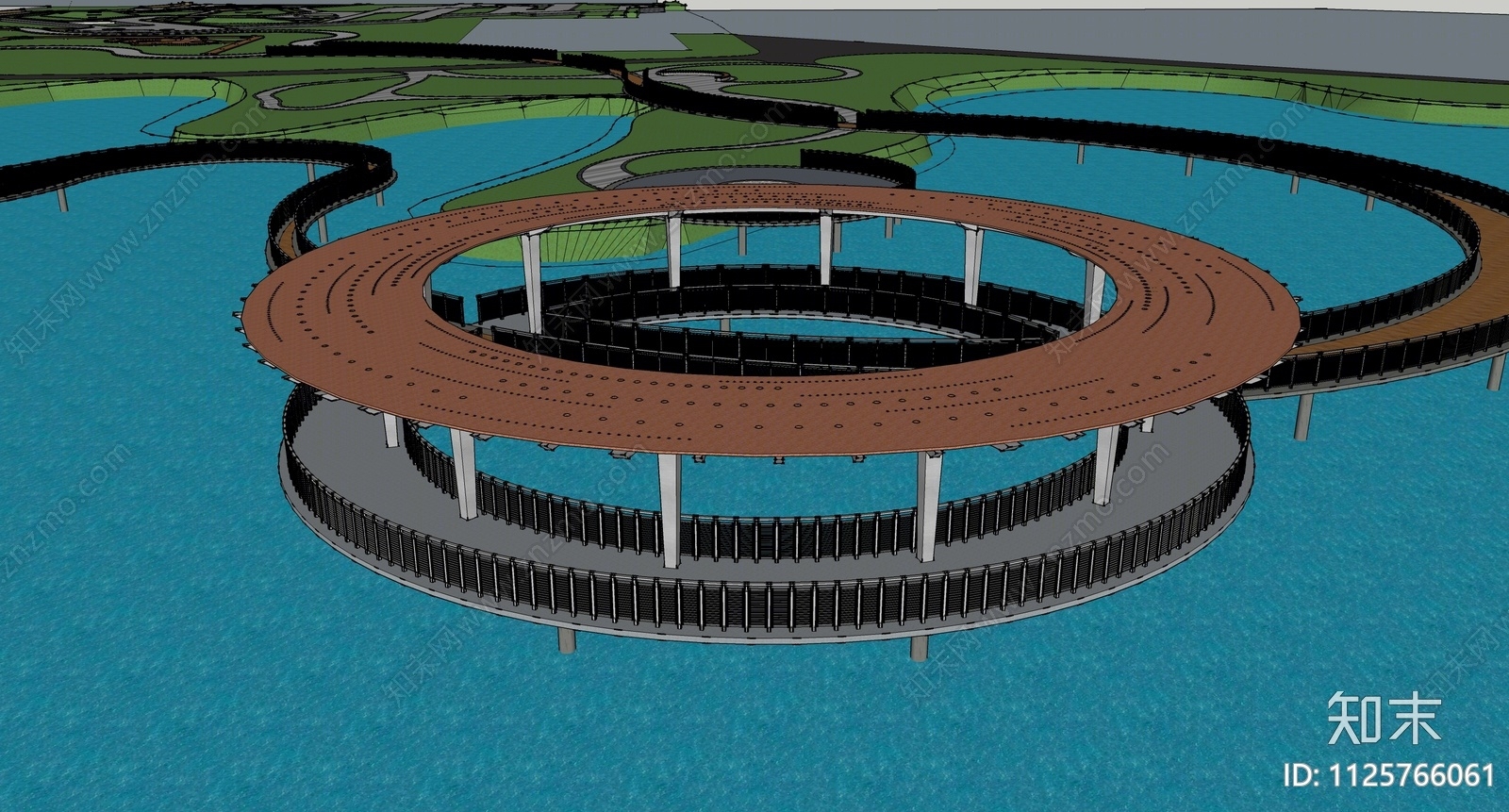 现代滨水景观SU模型下载【ID:1125766061】