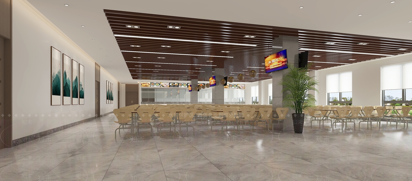 现代食堂3D模型下载【ID:1125772242】