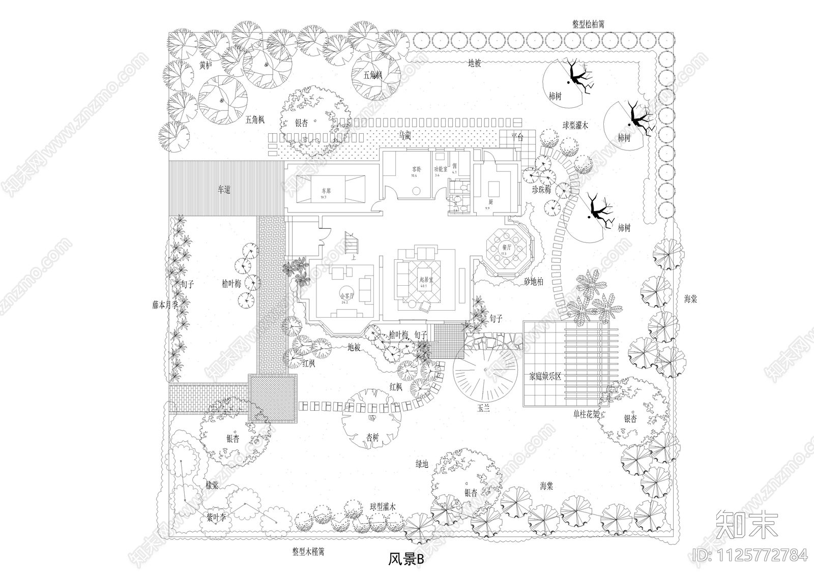 别墅庭院CAD图集cad施工图下载【ID:1125772784】