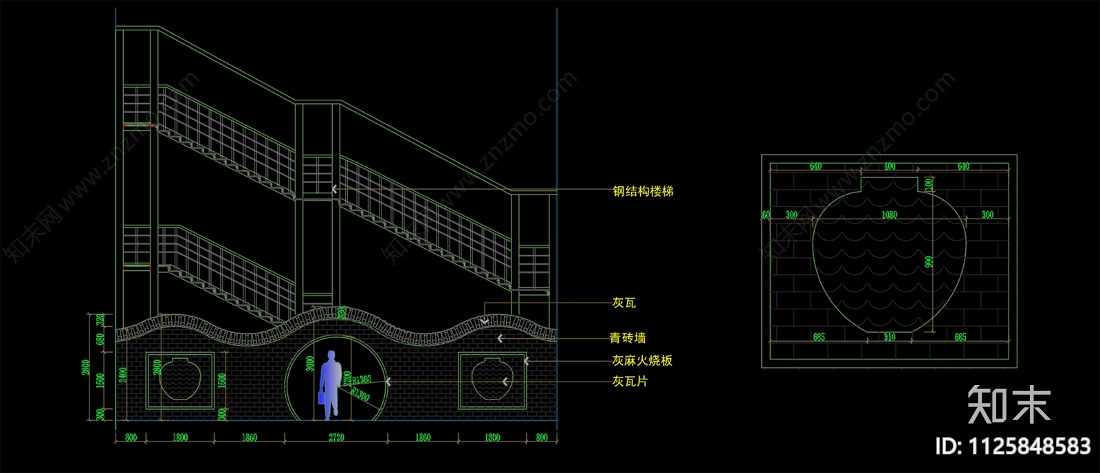 中式酒厂外立面施工图cad施工图下载【ID:1125848583】