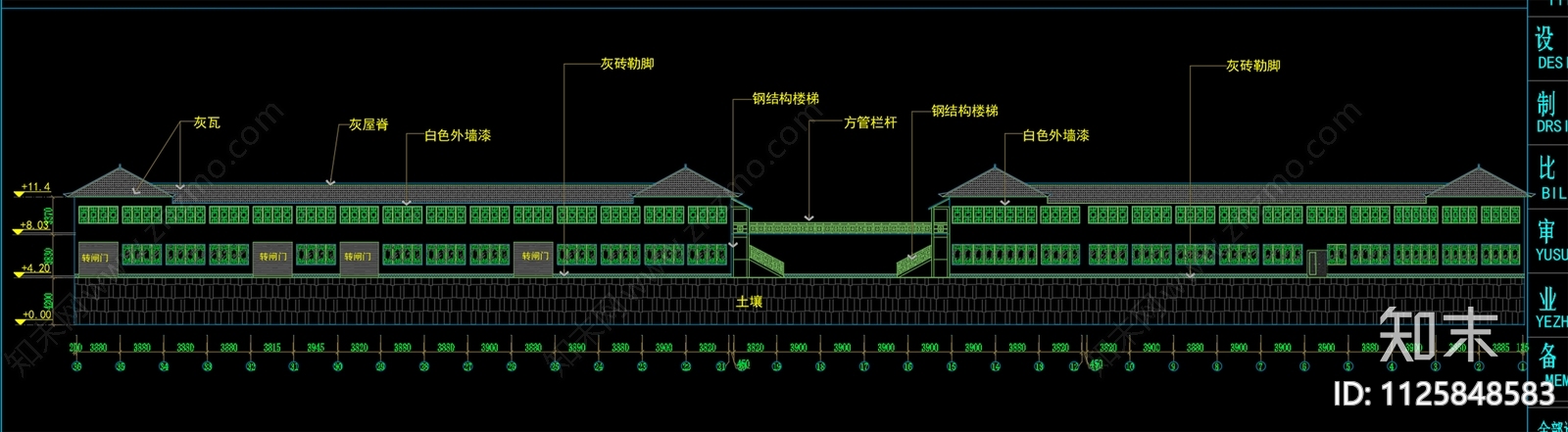 中式酒厂外立面施工图cad施工图下载【ID:1125848583】