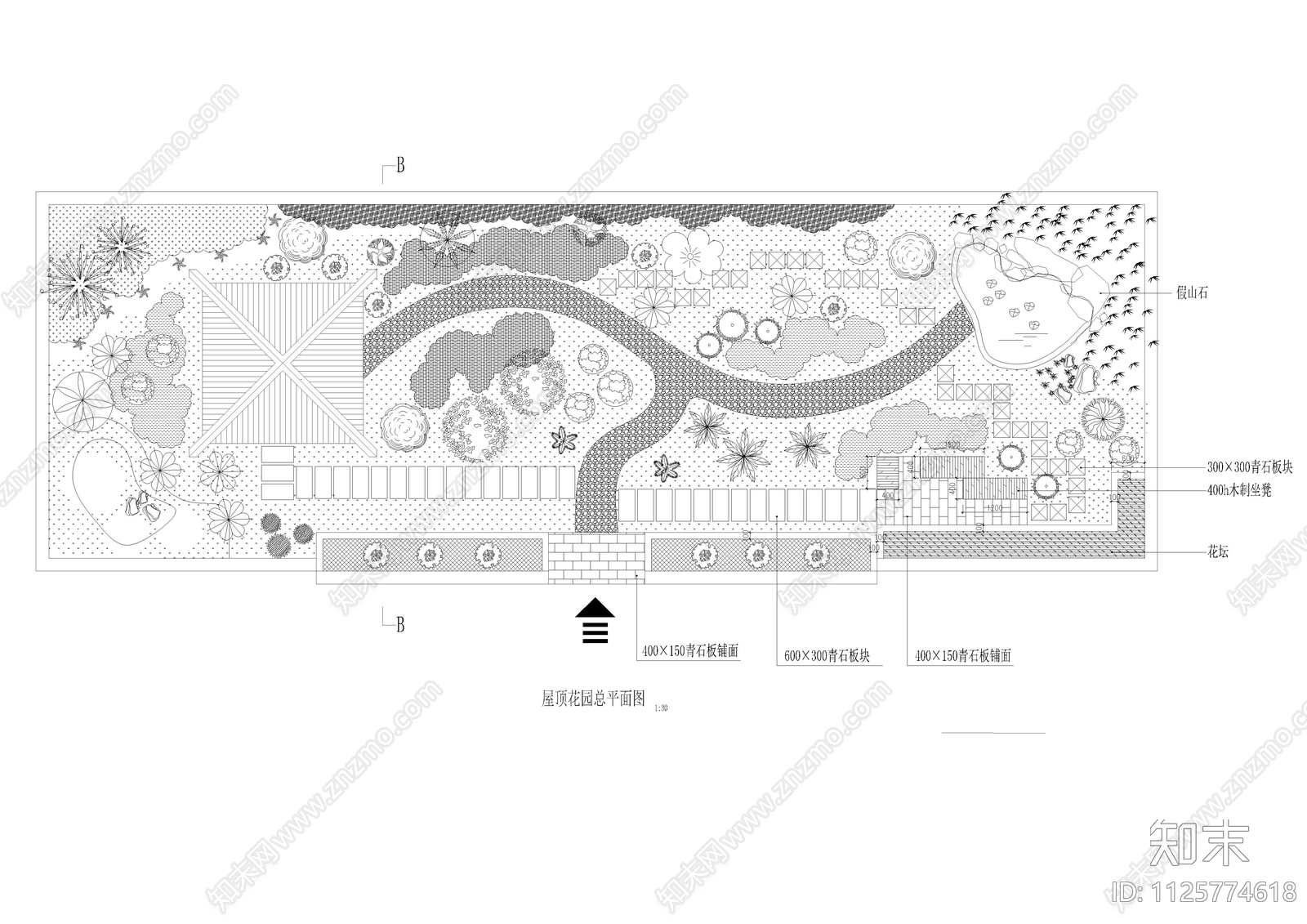 公共屋顶花园CAD图集cad施工图下载【ID:1125774618】