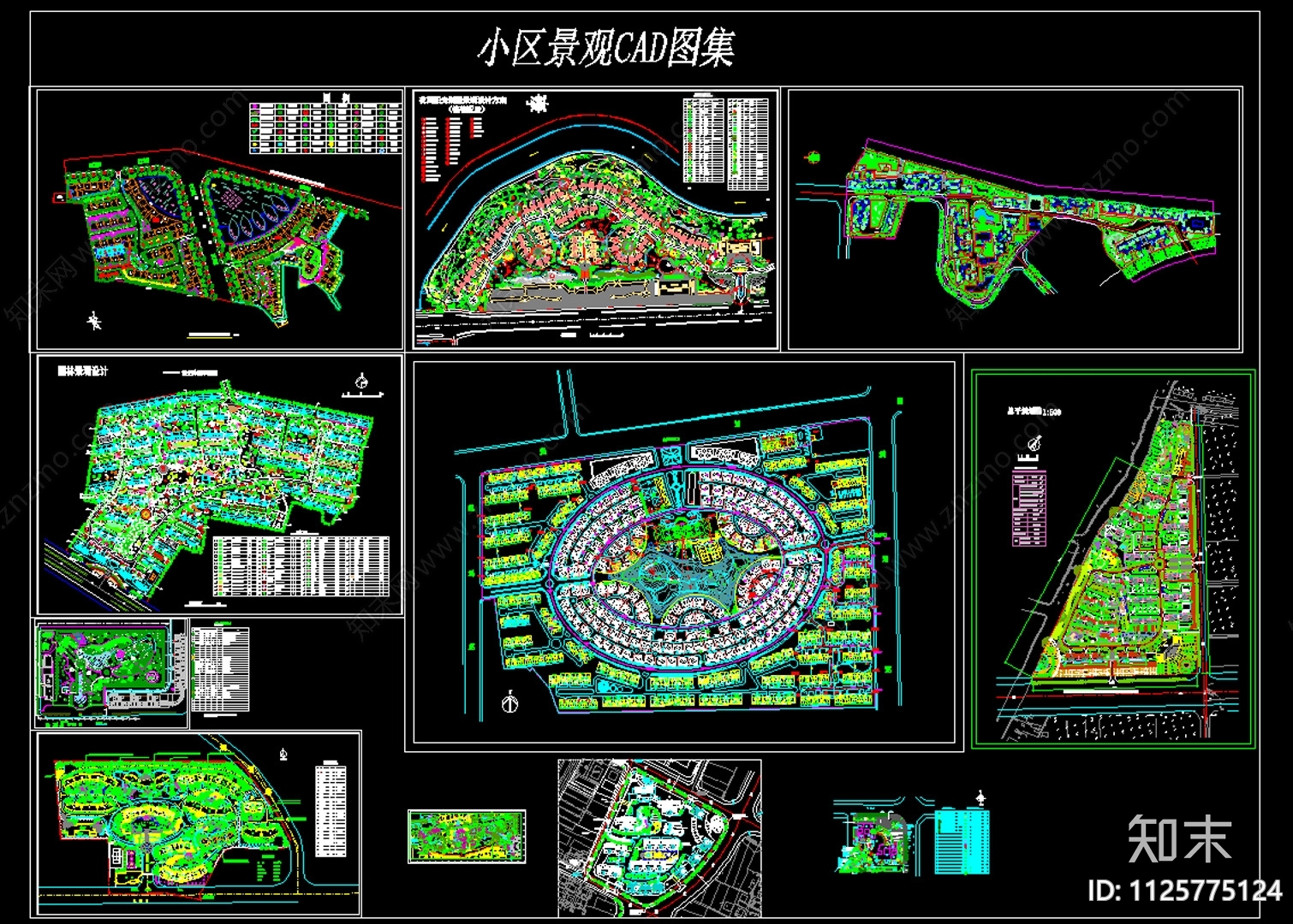 小区景观CAD图集施工图下载【ID:1125775124】