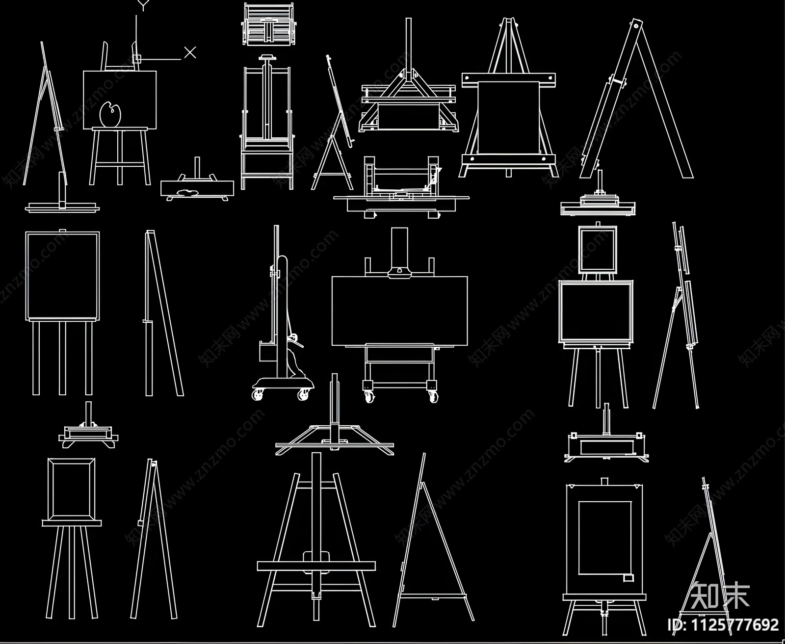 现代风画架CAD施工图下载【ID:1125777692】