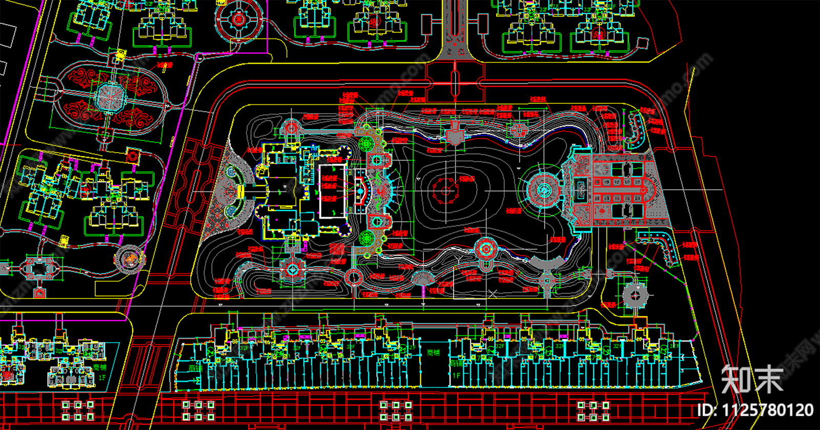欧式简约居住区景观CAD平面BASE施工图下载【ID:1125780120】