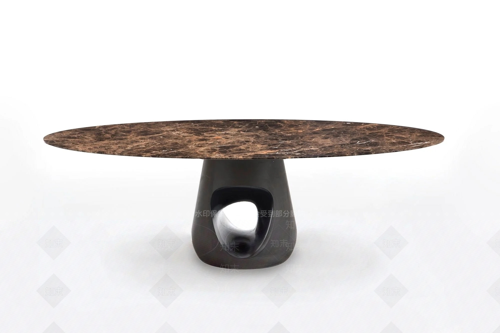 现代棕色大理石圆形餐桌SU模型下载【ID:1125784748】