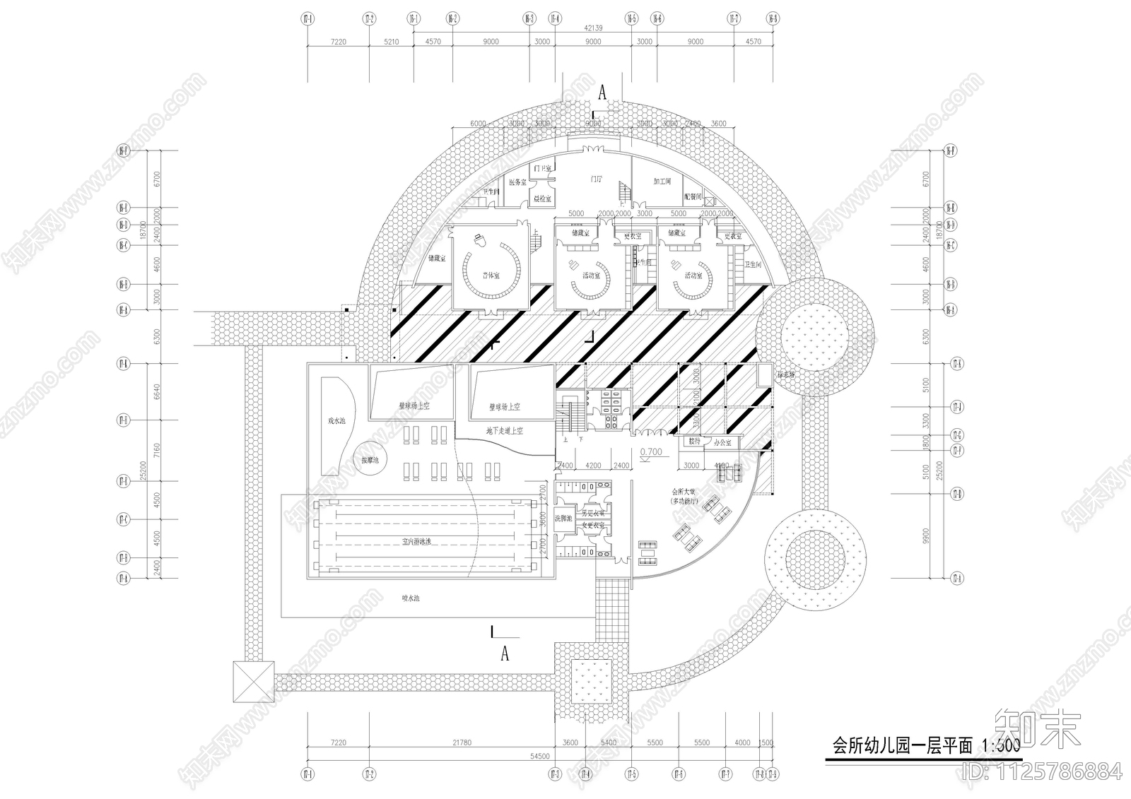 会所幼儿园cad施工图下载【ID:1125786884】