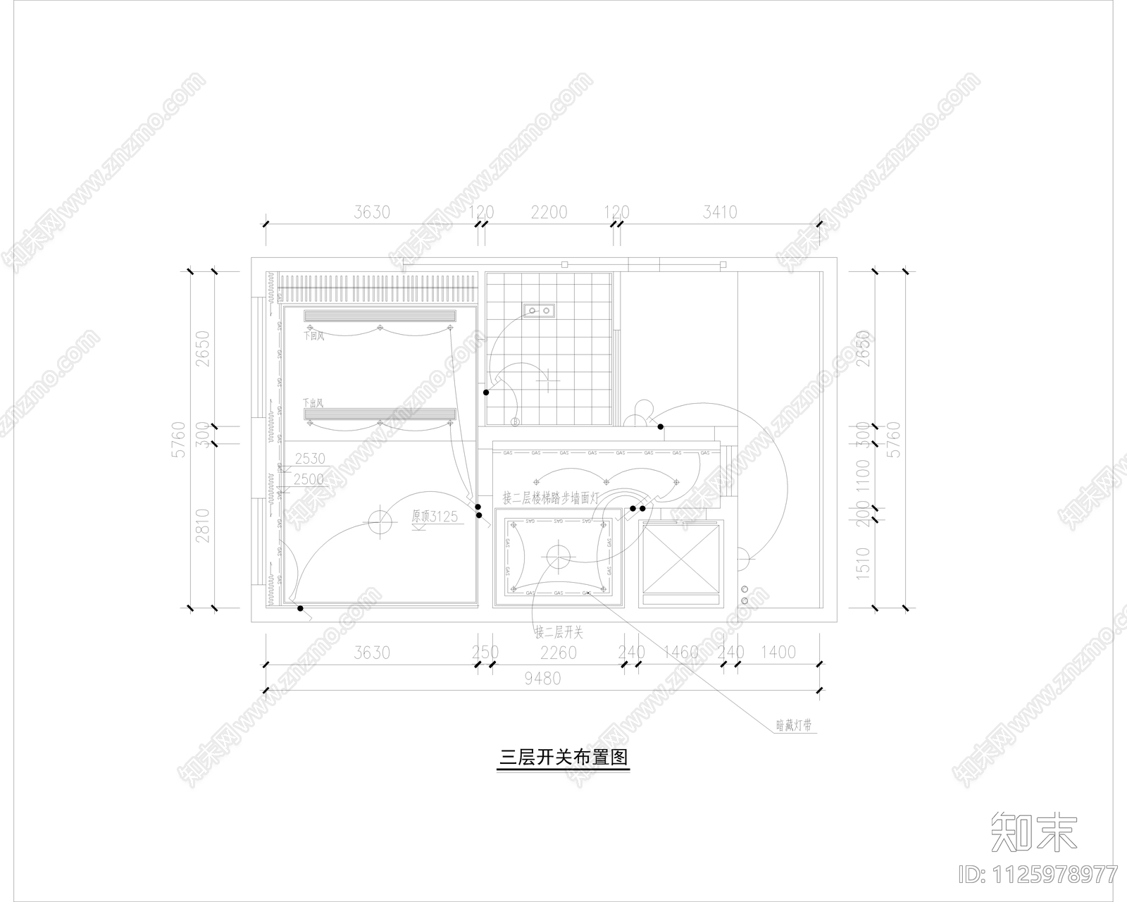 三层别墅含地下二层室内设计cad施工图下载【ID:1125978977】