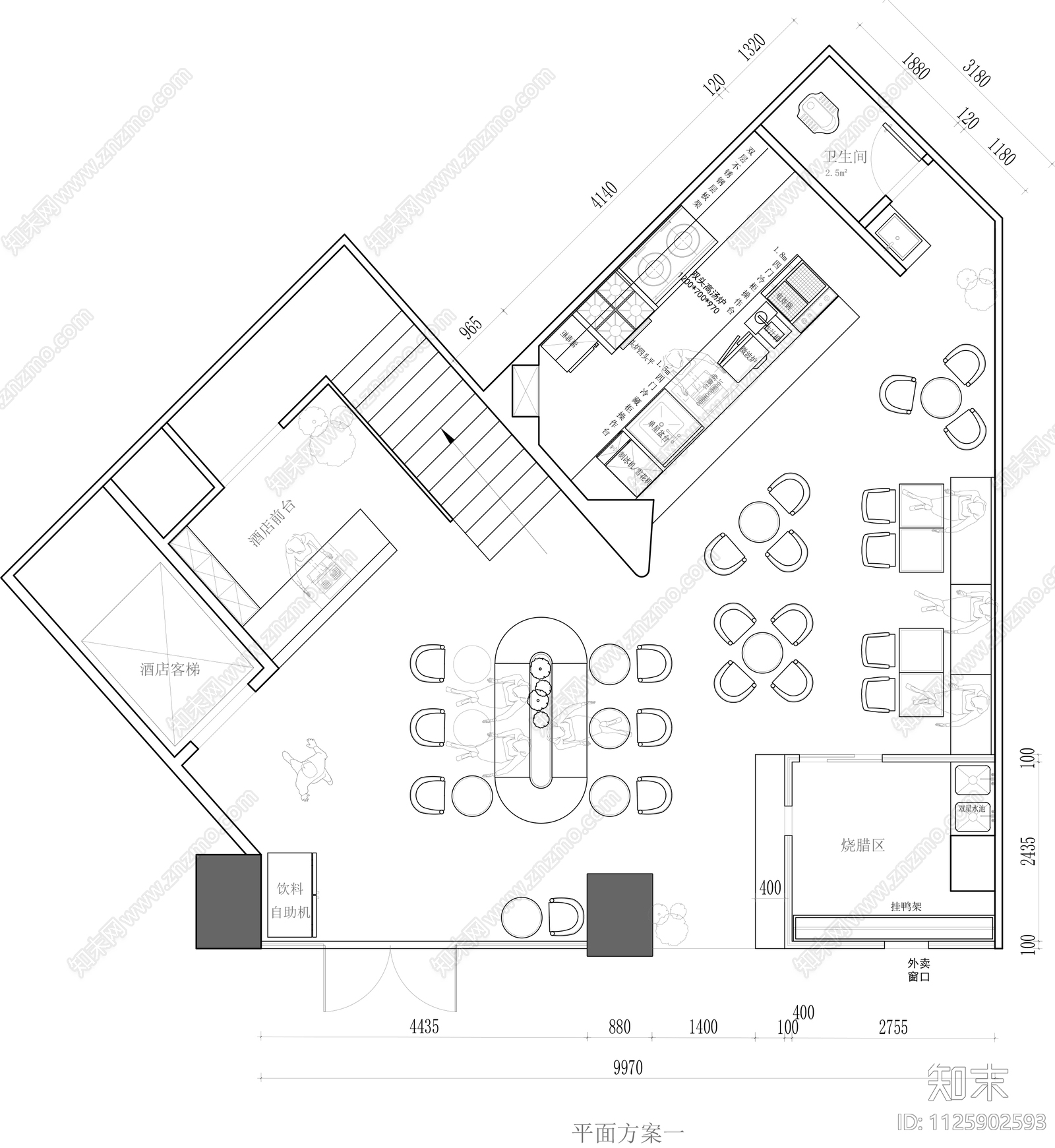 港式茶餐厅快餐店CAD施工图施工图下载【ID:1125902593】