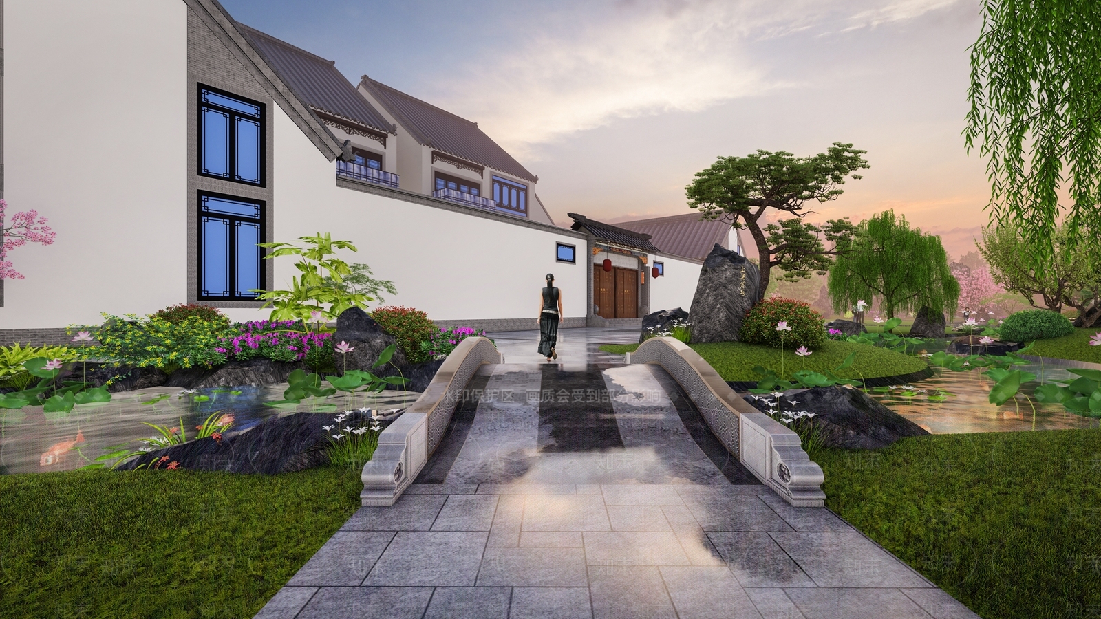 新中式景观拱形石桥SU模型下载【ID:1125798540】