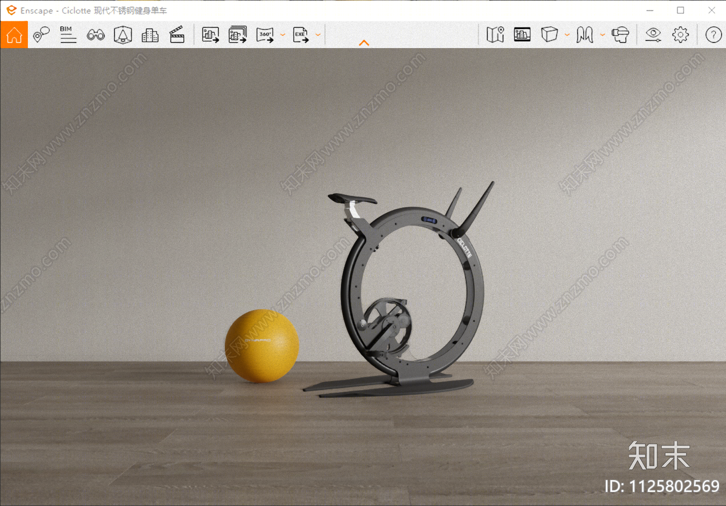 Ciclotte不锈钢健身单车SU模型下载【ID:1125802569】