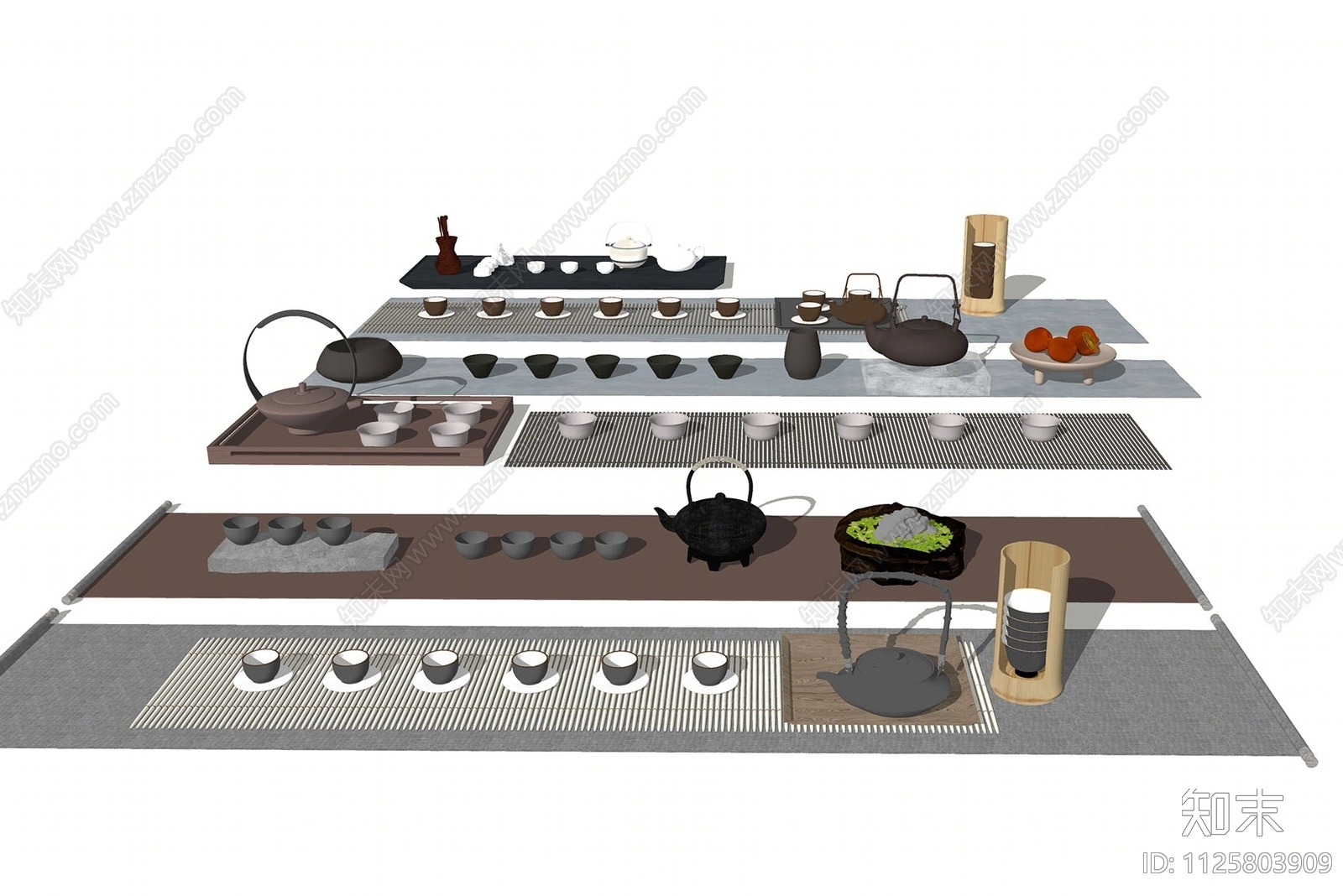 新中式茶具SU模型下载【ID:1125803909】