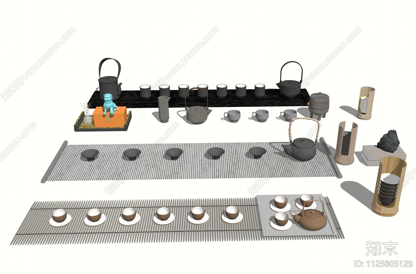 新中式茶具SU模型下载【ID:1125805129】