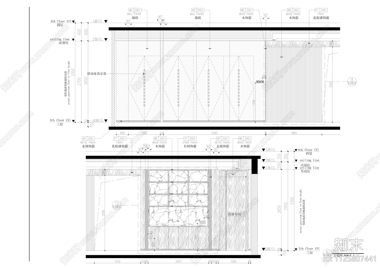 现代简约大平层CADcad施工图下载【ID:1125807441】