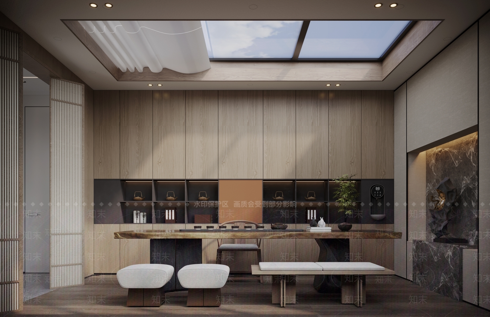 新中式茶室3D模型下载【ID:1125812519】_知末3d模型网