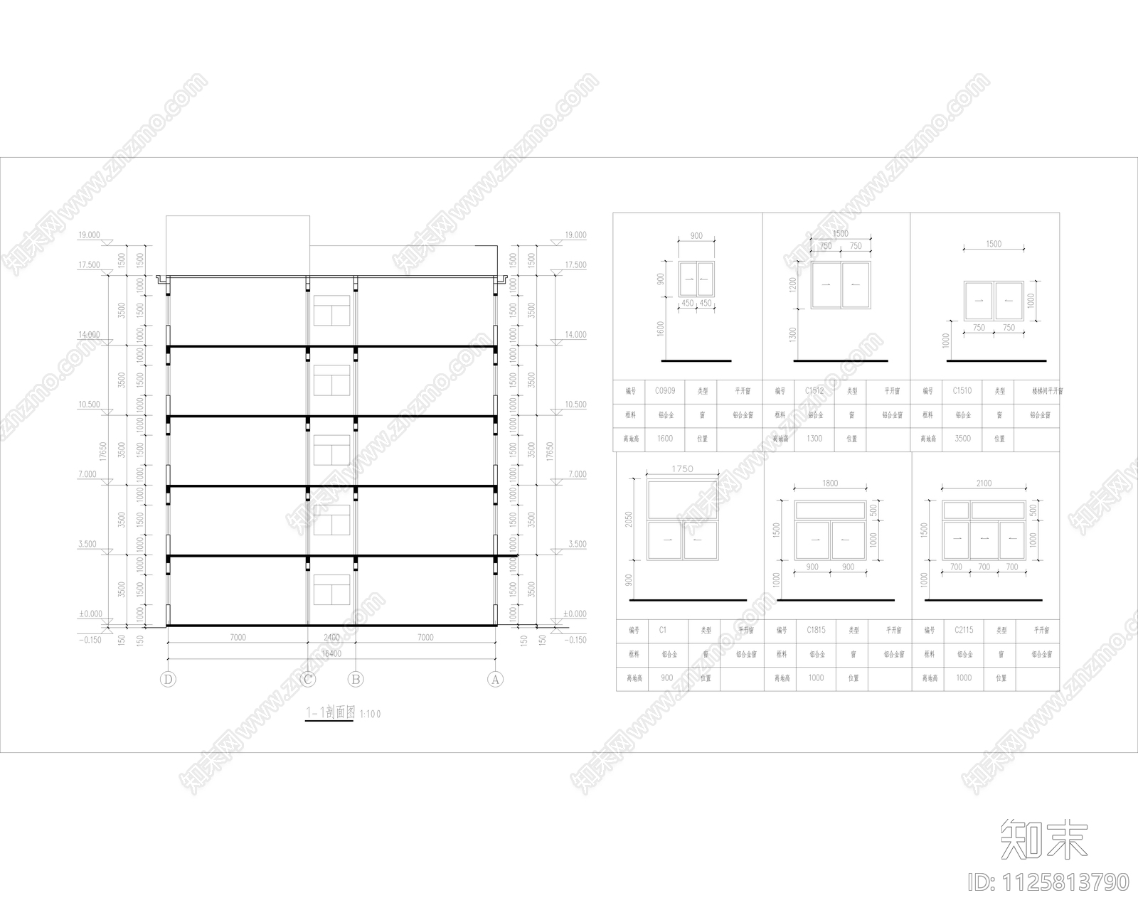 公寓宿舍建筑施工图cad施工图下载【ID:1125813790】