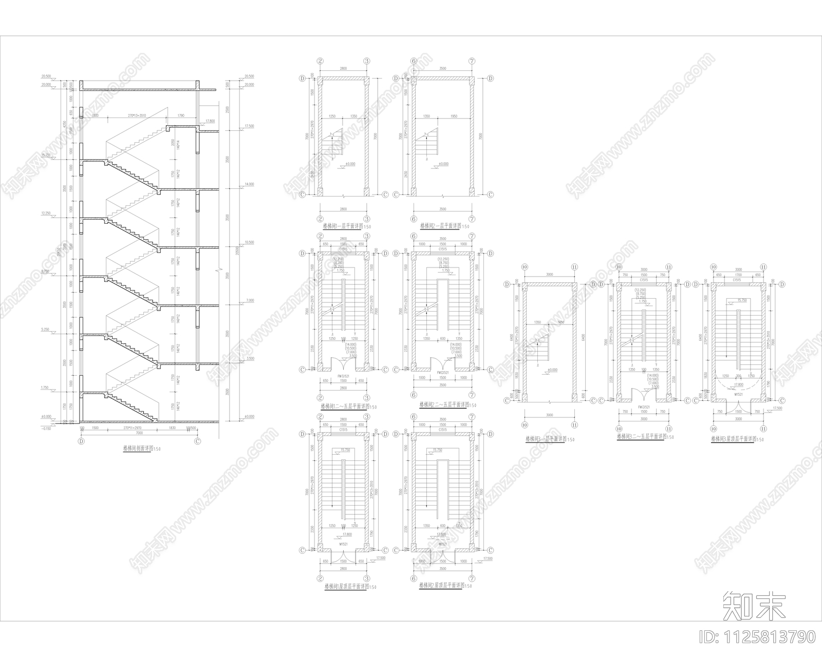 公寓宿舍建筑施工图cad施工图下载【ID:1125813790】