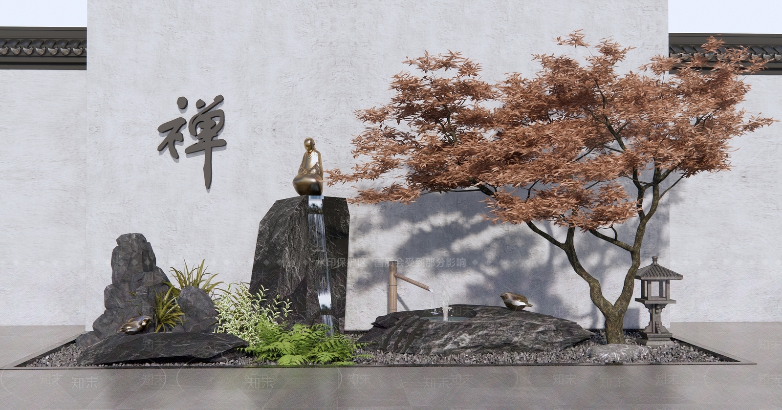 日式庭院景观3D模型下载【ID:1125818442】_知末3d模型网