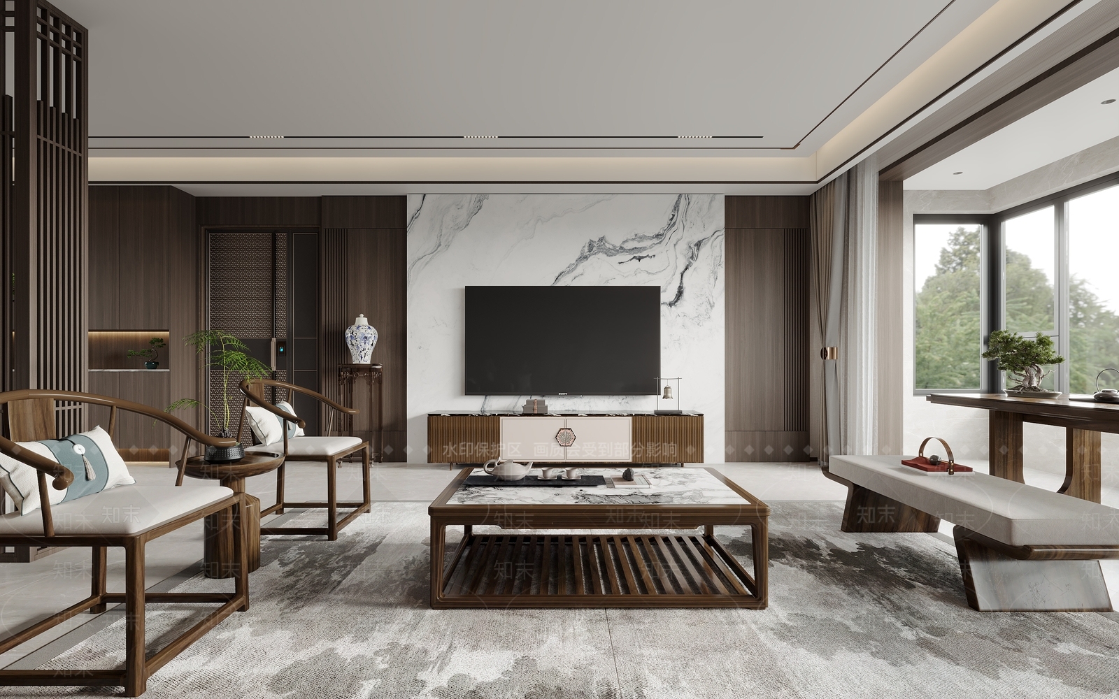 新中式家居餐厅3D模型下载【ID:1221514401】