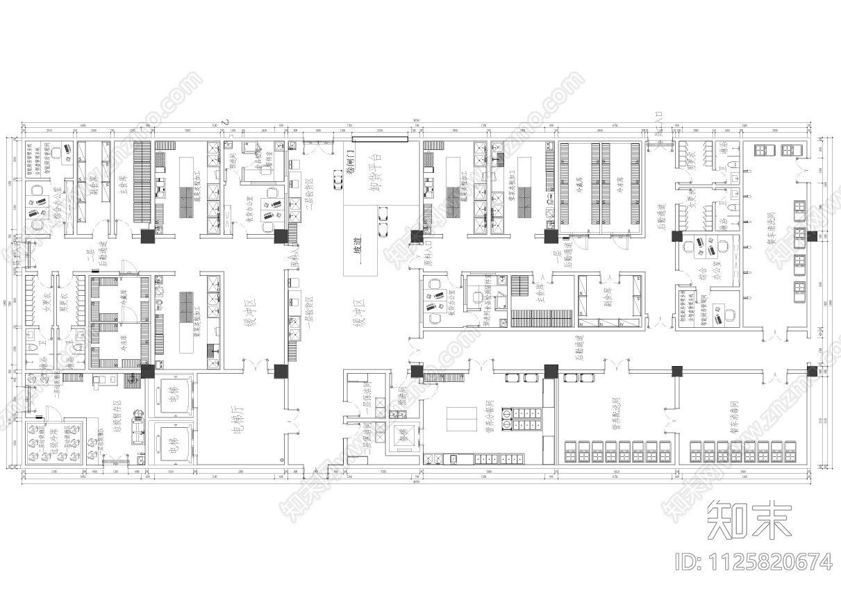 现代简约工装厨房设备cad施工图下载【ID:1125820674】