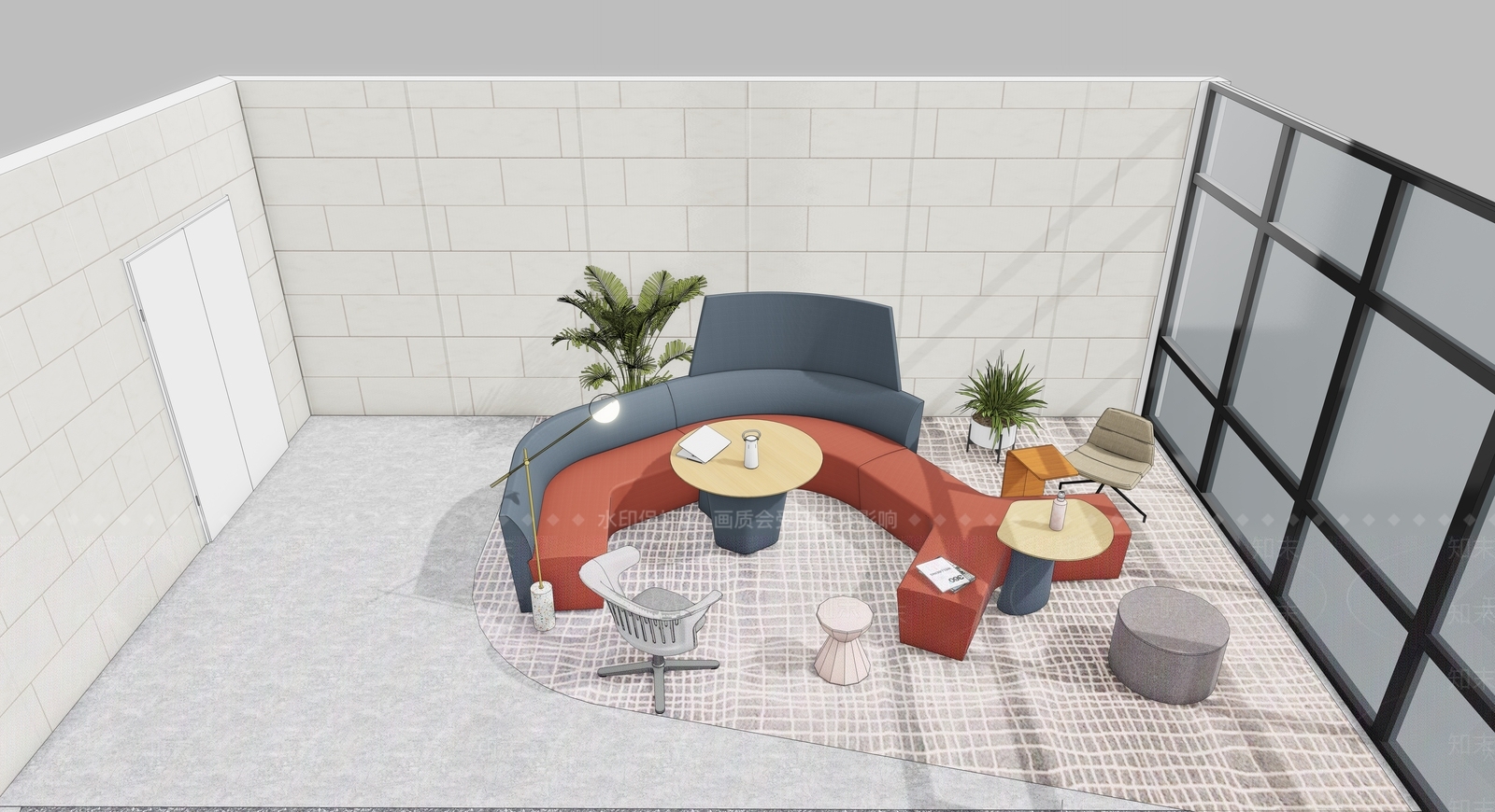 现代办公区域SU模型下载【ID:1125822965】