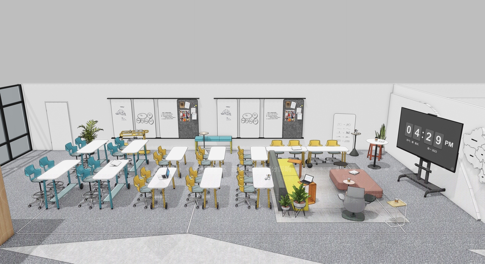 现代办公区域SU模型下载【ID:1125822965】