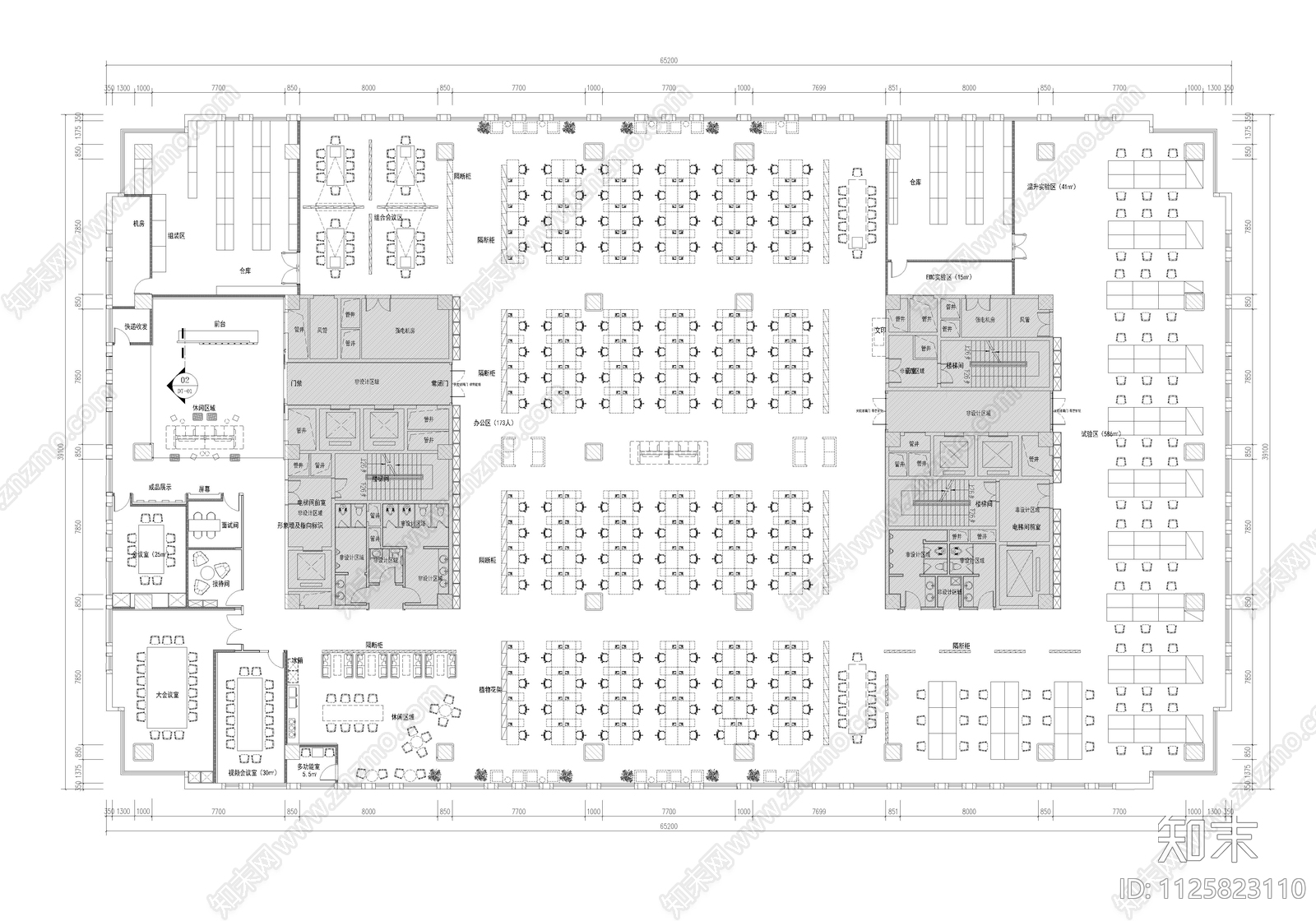 现代简约新能源公司办公空间装饰设计cad施工图下载【ID:1125823110】