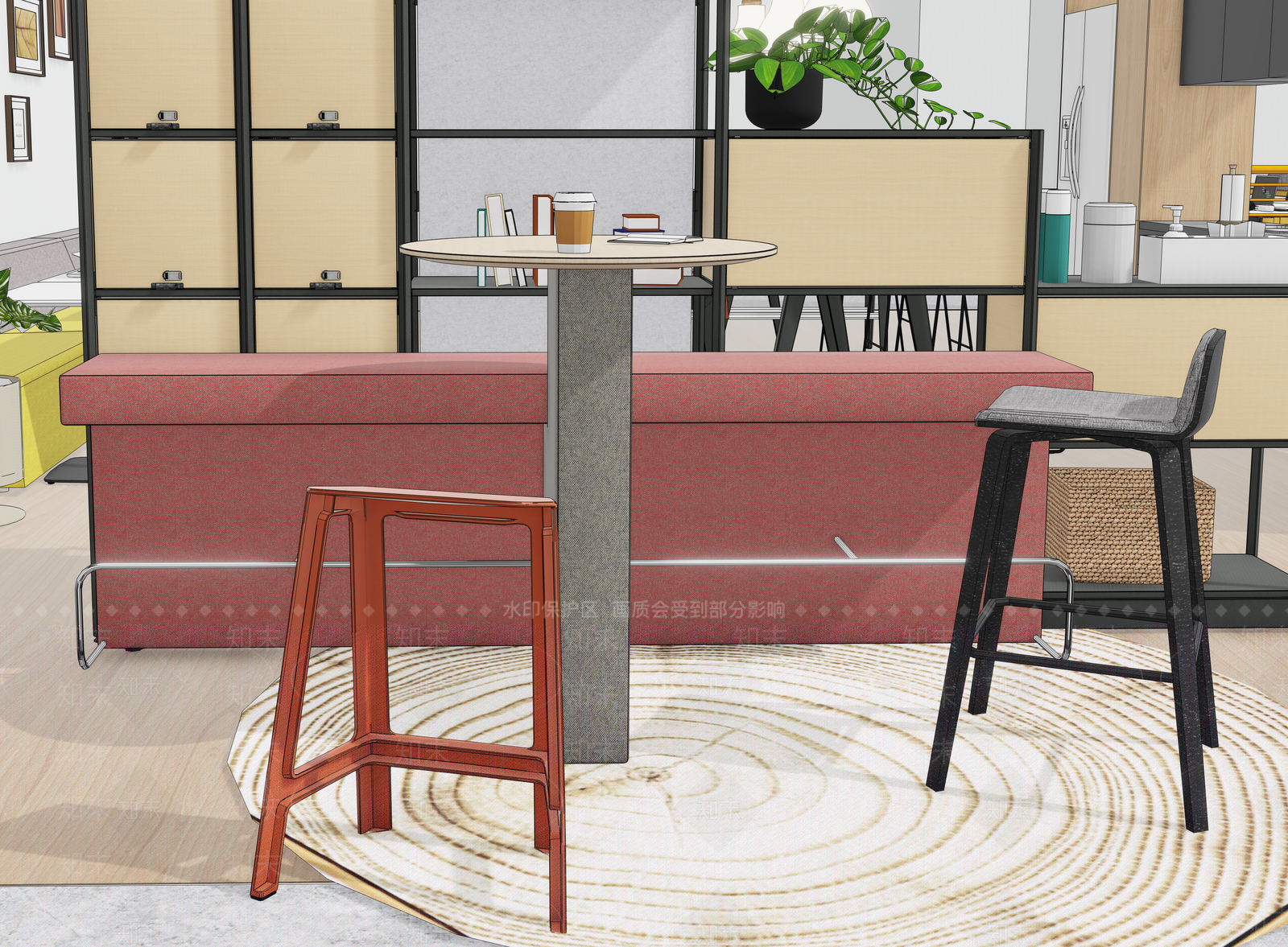 现代茶水间SU模型下载【ID:1125826547】