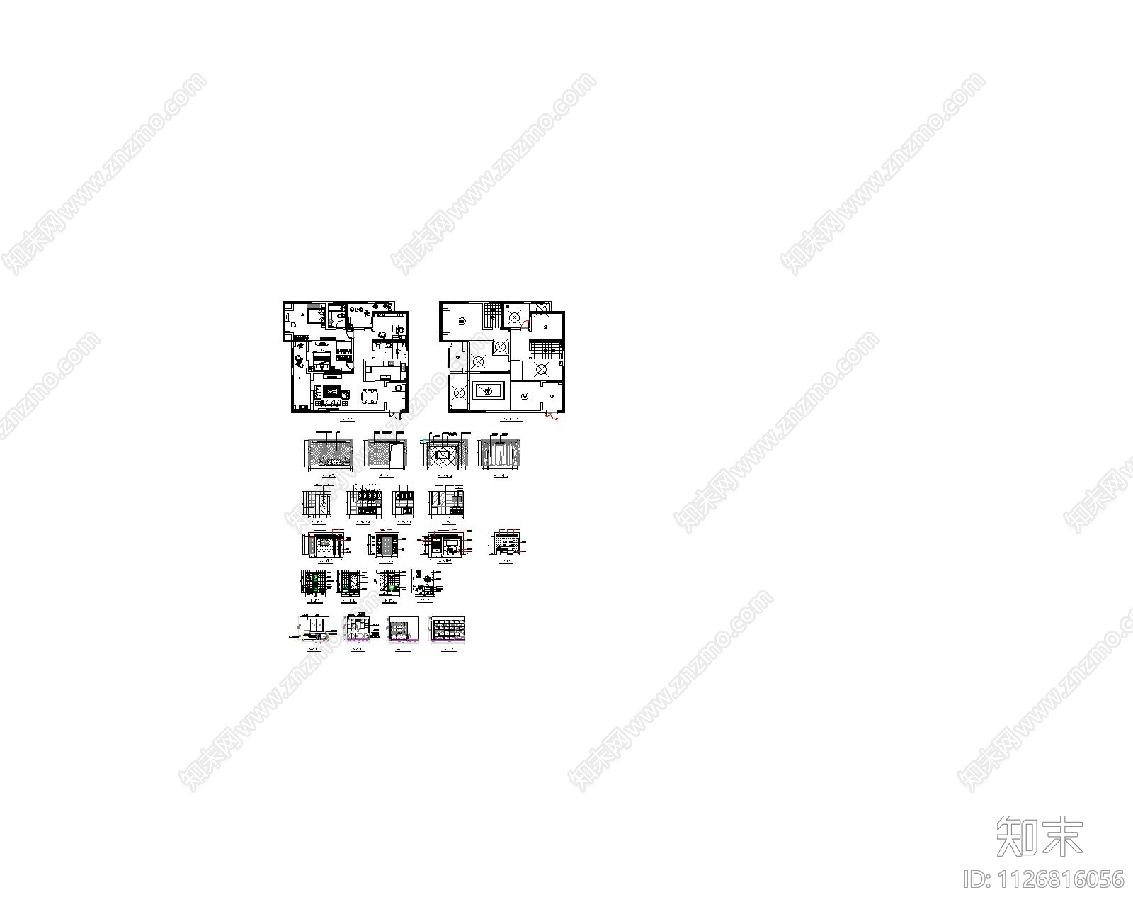 现代风格别墅cad施工图下载【ID:1126816056】