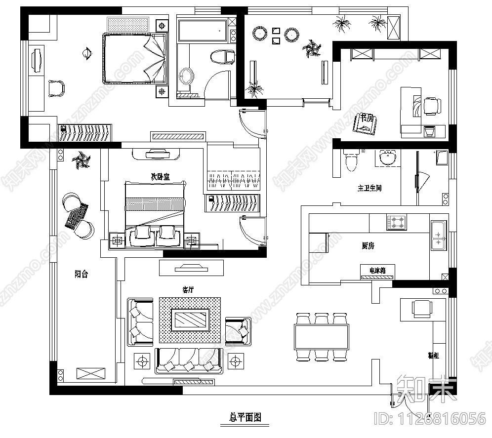 现代风格别墅cad施工图下载【ID:1126816056】