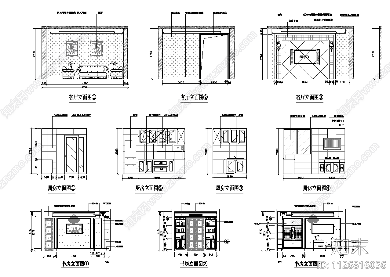 现代风格别墅cad施工图下载【ID:1126816056】