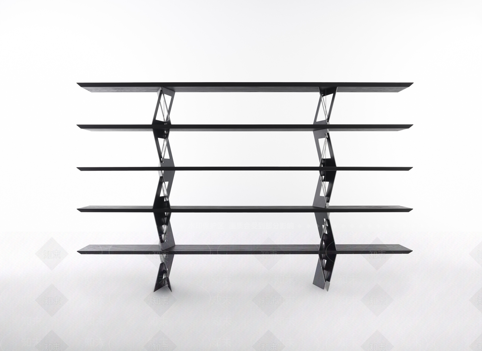 现代黑色艺术创意设计书架SU模型下载【ID:1125850420】